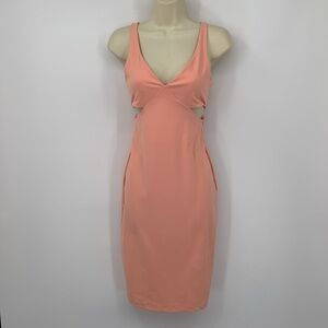 Susana Monaco cut-out dress peach orange body-con tank sleeveless new Small